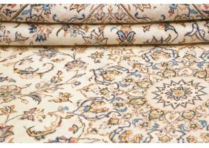 Tappeto Kashan Medaglione Floreale Avorio Blu 197x302 Cm