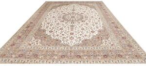 Tappeto Kashan Medaglione Floreale Avorio Tortora 300x408 Cm