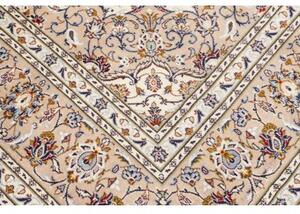 Tappeto Kashan Medaglione Floreale Avorio Blu Scuro 195x300 Cm