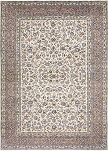 Tappeto Kashan Floreale Avorio Blu Polvere 284x396 Cm