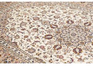 Tappeto Kashan Medaglione Floreale Avorio Blu Scuro 195x300 Cm