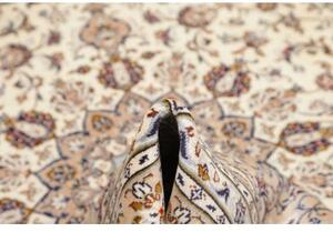 Tappeto Kashan Medaglione Floreale Avorio Blu Scuro 195x300 Cm