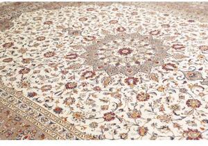 Tappeto Kashan Medaglione Floreale Avorio Tortora 300x408 Cm