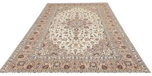 Tappeto Kashan Medaglione Floreale Avorio Blu Scuro 195x300 Cm