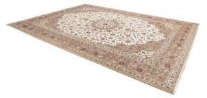 Tappeto Kashan Medaglione Floreale Avorio Tortora 300x408 Cm