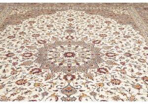 Tappeto Kashan Medaglione Floreale Avorio Tortora 300x408 Cm