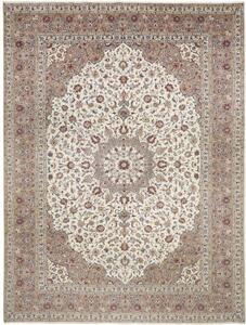 Tappeto Kashan Medaglione Floreale Avorio Tortora 300x408 Cm