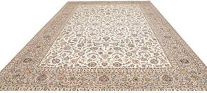 Tappeto Kashan Floreale Avorio Blu Notte 310x408 Cm