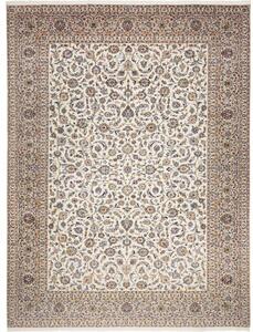 Tappeto Kashan Floreale Avorio Blu Notte 310x408 Cm
