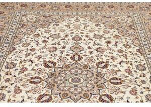 Tappeto Kashan Medaglione Floreale Avorio Blu Scuro 195x300 Cm