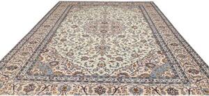 Tappeto Kashan Medaglione Floreale Avorio Blu 303x410 Cm