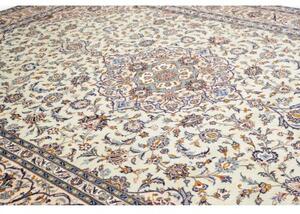 Tappeto Kashan Medaglione Floreale Avorio Blu 303x410 Cm