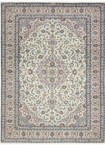 Tappeto Kashan Medaglione Floreale Avorio Blu 303x410 Cm