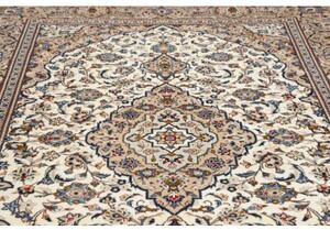 Tappeto Kashan Medaglione Floreale Avorio Blu 200x305 Cm