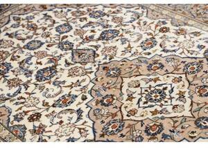 Tappeto Kashan Fine Medaglione Floreale Avorio Blu Cobalto 150x250 Cm