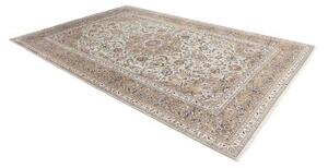 Tappeto Kashan Medaglione Floreale Verde Salvia Beige 227x350 Cm