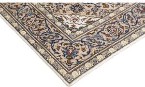 Tappeto Kashan Fine Medaglione Floreale Avorio Blu Cobalto 150x250 Cm