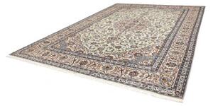 Tappeto Kashan Medaglione Floreale Avorio Blu 303x410 Cm