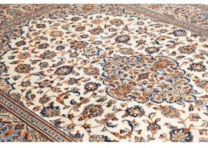 Tappeto Kashan Medaglione Floreale Avorio Blu 198x303 Cm
