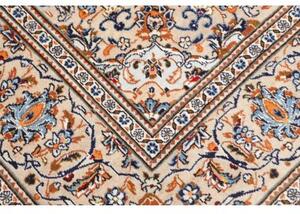 Tappeto Kashan Medaglione Floreale Avorio Blu 198x303 Cm