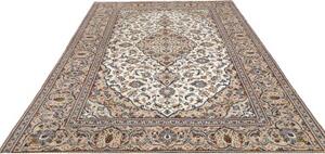Tappeto Kashan Medaglione Floreale Avorio Blu 200x305 Cm