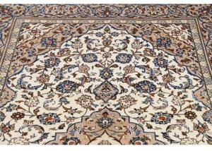 Tappeto Kashan Fine Medaglione Floreale Avorio Blu Cobalto 150x250 Cm