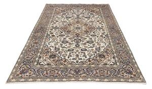 Tappeto Kashan Fine Medaglione Floreale Avorio Blu Cobalto 150x250 Cm