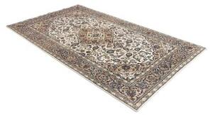 Tappeto Kashan Fine Medaglione Floreale Avorio Blu Cobalto 150x250 Cm
