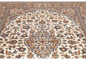 Tappeto Kashan Medaglione Floreale Avorio Blu 198x303 Cm