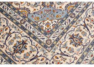 Tappeto Kashan Medaglione Floreale Avorio Blu 303x410 Cm