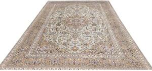 Tappeto Kashan Medaglione Floreale Verde Salvia Beige 227x350 Cm