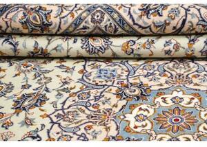 Tappeto Kashan Medaglione Floreale Avorio Blu 303x410 Cm