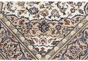 Tappeto Kashan Fine Medaglione Floreale Avorio Blu Cobalto 150x250 Cm