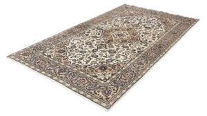 Tappeto Kashan Fine Medaglione Floreale Avorio Blu Cobalto 150x250 Cm