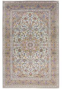 Tappeto Kashan Medaglione Floreale Verde Salvia Beige 227x350 Cm