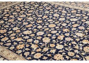 Tappeto Kashan Floreale Blu Notte Avorio 304x413 Cm