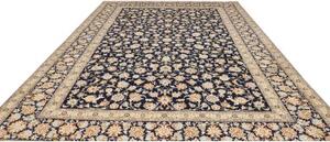 Tappeto Kashan Floreale Blu Notte Avorio 304x413 Cm