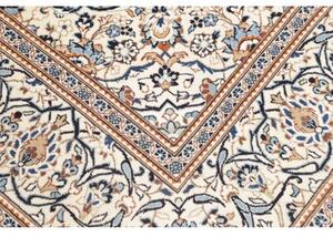 Tappeto Kashan Medaglione Floreale Avorio Blu 200x304 Cm