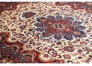 Tappeto Mashad Medaglione Floreale Avorio Blu Scuro 250x347 Cm