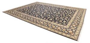 Tappeto Kashan Floreale Blu Notte Avorio 304x413 Cm