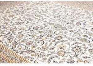 Tappeto Kashan Floreale Avorio Blu 315x408 Cm