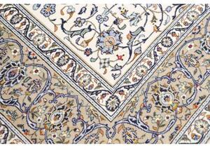 Tappeto Kashan Floreale Avorio Blu Cobalto 235x310 Cm
