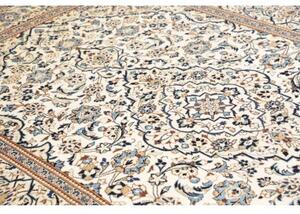 Tappeto Kashan Medaglione Floreale Avorio Blu 200x304 Cm