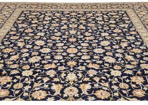 Tappeto Kashan Floreale Blu Notte Avorio 304x413 Cm