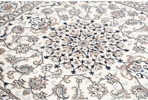 Tappeto Nain Kashmar Medaglione Floreale Avorio Blu Scuro Quadrato 195x205 Cm