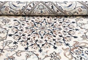 Tappeto Nain Kashmar Medaglione Floreale Avorio Blu Scuro Quadrato 195x205 Cm