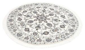 Tappeto Nain Kashmar Medaglione Floreale Avorio Blu Rotondo 140x152 Cm
