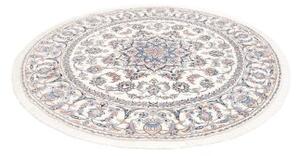 Tappeto Nain Kashmar Medaglione Floreale Avorio Blu Rotondo 202x198 Cm