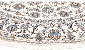 Tappeto Nain Kashmar Medaglione Floreale Avorio Blu Polvere Rotondo 244x250 Cm