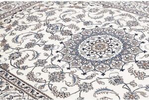 Tappeto Nain Kashmar Medaglione Floreale Avorio Blu 198x295 Cm